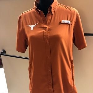 Ladies University of Texas game day shirt.Columbia